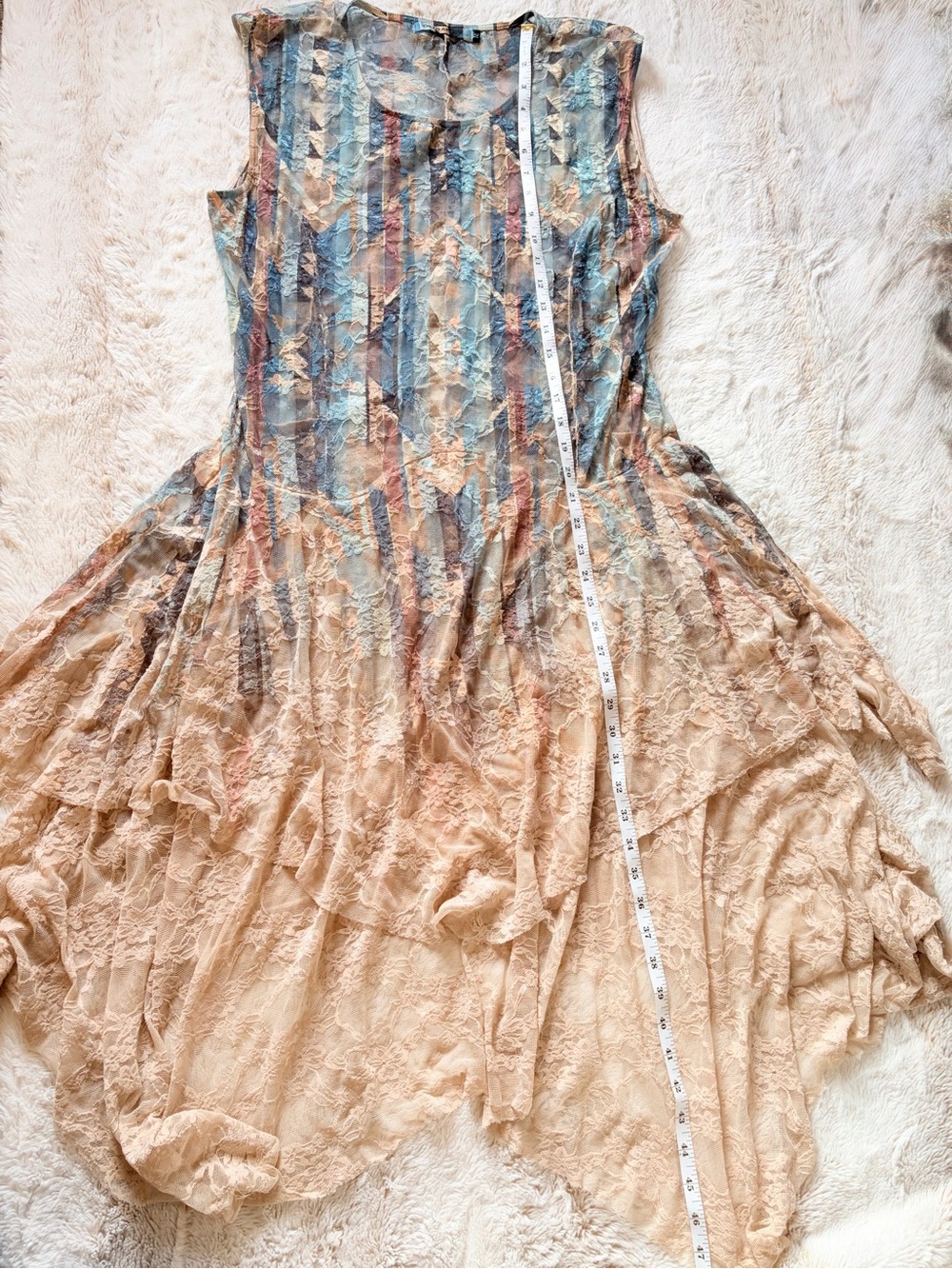 🧚🏼 RARE Y2K Fairycore Origami Lace Handkerchief Dress Whimsigoth Mermaid Euro - Picture 7 of 12